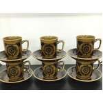 MCM Stavangerflint Sera Set of 6 Coffee Cups & Saucers - Inge Waage - Norway