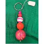 Anna Chandler Bobble Keychain - Pink Orange Floral