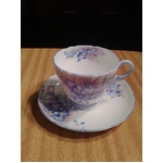 VINTAGE Shelley Bone China Tea Cup Duo - Blue Spray