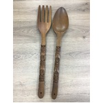 RETRO Wooden Tiki Carved Fork and Spoon Set - Wall Hanging 70 cm