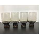 VINTAGE Crown Corning Kaaru Regis Smoked Brown Drinking Glasses - Lot of 4