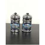 VINTAGE Souvenir Sydney Harbour Bridge Salt & Pepper Shakers - Silver Plate & Enamel 