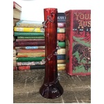 Cranberry Red Glass Vase w Applied Rigaree