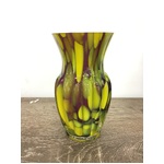 RETRO Ribbed Cased Glass Vase - Yellow Green 