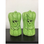 VINTAGE Anthropomorphic Celery Man Salt & Pepper Shakers - KItsch Japan 