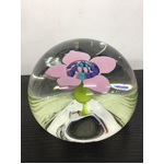 Art Glass Floral Paperweight - Signed KN