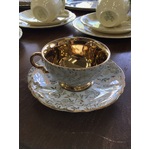 VINTAGE Gold Crown Demitasse Coffee Cup & Saucer - Made in Japan - White & Gold 