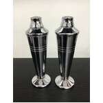 VINTAGE Art Deco Silver Plate EPNS Salt & Pepper Shakers 