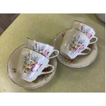 VINTAGE JG Meakin Sunshine Teacup & Saucers x 4 - Floral 