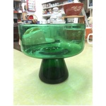 RETRO Emerald Green Glass Hollow Stem Pedestal Bowl