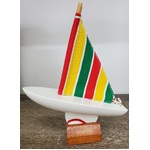 Wooden Pond Yacht - White Base Red Wave