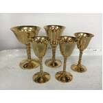 VINTAGE Falstaff Gold Plated Goblets - Twisted Stem - Lot of 5 Mixed Sizes