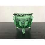 VINTAGE Dengenhart Emerald Green Glass Toothpick Holder - Footed 