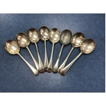 VINTAGE Rattail Handle Soup Spoons - Mixed Lot of 8 - Silver Plate