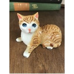 Ceramic Cat Ornament - Laying Down - Tabby - 5 cm