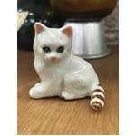 Ceramic Cat Ornament - Sitting - White - 3.8 cm