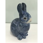 Ceramic Bunny Rabbit Ornament - Sitting - Blue - 10 cm