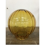 RETRO Glass Light Shade - Amber Sphere Ball - Ribbed Optic - 15 cm