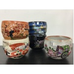 VINTAGE Japanese Tea or Sake Cups x 5 - Pottery