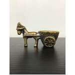 VINTAGE Brass Donkey & Cart Matchstick Holder 