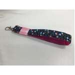 Handmade Wrist Lanyard - Blue Floral & Pink Fabrics 