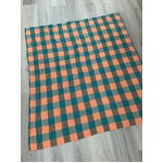 RETRO Green & Orange Check Seersucker Tablecloth - Rectangular - 1.4 x 1.2 m