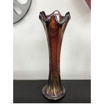 VINTAGE Carnival Glass Swung Vase - Amethyst Twisted Style 28.5 cm Tall 