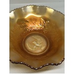 Australian Marigold Carnival Glass - Piping Shrike - Nappy Bowl