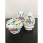 VINTAGE Royal Grafton Salt & Pepper Shakers & Mustard Pot - Floral 