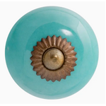 Round Ceramic Drawer Knob - Turquoise - Individual