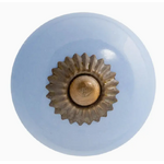 Round Ceramic Drawer Knob - Blue/Light Mauve - Individual