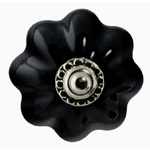 Flower Shaped Ceramic Drawer Knob - Black  - Individual