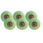 Round Ceramic Drawer Knob - Green  - Set of SIX (6)