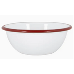 White Enamel Bowl - Tableware - 16 cm Red Rim