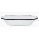 White Enamel Pie Dish - Bakeware - 25.5 cm Navy Rim