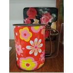 RETRO Rotary Flour Sifter - Kande - Orange Floral Pattern - Kitchenalia