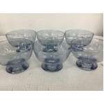 VINTAGE Glass Ice Cream Bowls - Iridescent Blue - Set of 6