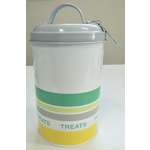 Pet Treat Storage Tin - Round Cylinder Shape - Retro Kitchen