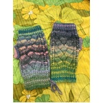 Hand Knitted Fingerless Gloves - Australian Wool - Cable Pattern - Colourful Mix