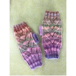 Hand Knitted Fingerless Gloves - Australian Wool - Cable Pattern - Orange & Pink Mix
