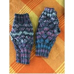 Hand Knitted Fingerless Gloves - Australian Wool - Cable Pattern - Purple Mix