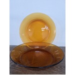 Retro Amber Glass Bowls x 2 - France Duralex 19cm