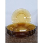 Retro Amber Glass Bowls x 6 - Italy Bormioli Vitrosax 21cm