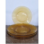 Retro Amber Glass Plates x 4 - Italy Bormioli Vitrosax 23cm