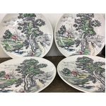 Country Side Japan Dinner Plates x 4 - Underglaze - Cottage Core