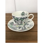 Country Side Japan Tea Cup Duo - Underglaze - Cottage Core