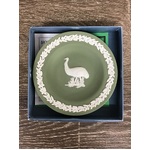 Wedgwood Jasperware Emu Pin Dish - White on Sage - Boxed w Papers