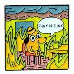 This is Fine Meme Enamel Lapel Pin - Dog Cartoon Square