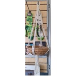 Single Brown Rattan Basket Macrame Hanger