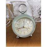 Midcentury Retro Style Metal Alarm Clock -  Light Green